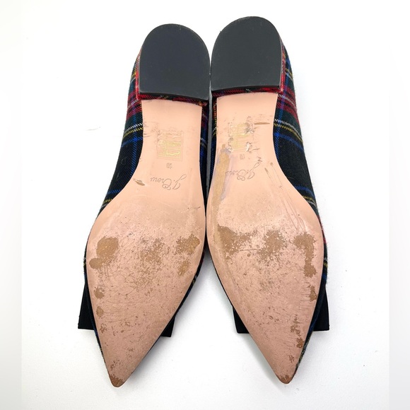J. Crew Pointy Toe Tartan Plaid Flats with Crystal Embellished Bow - Picture 8 of 11